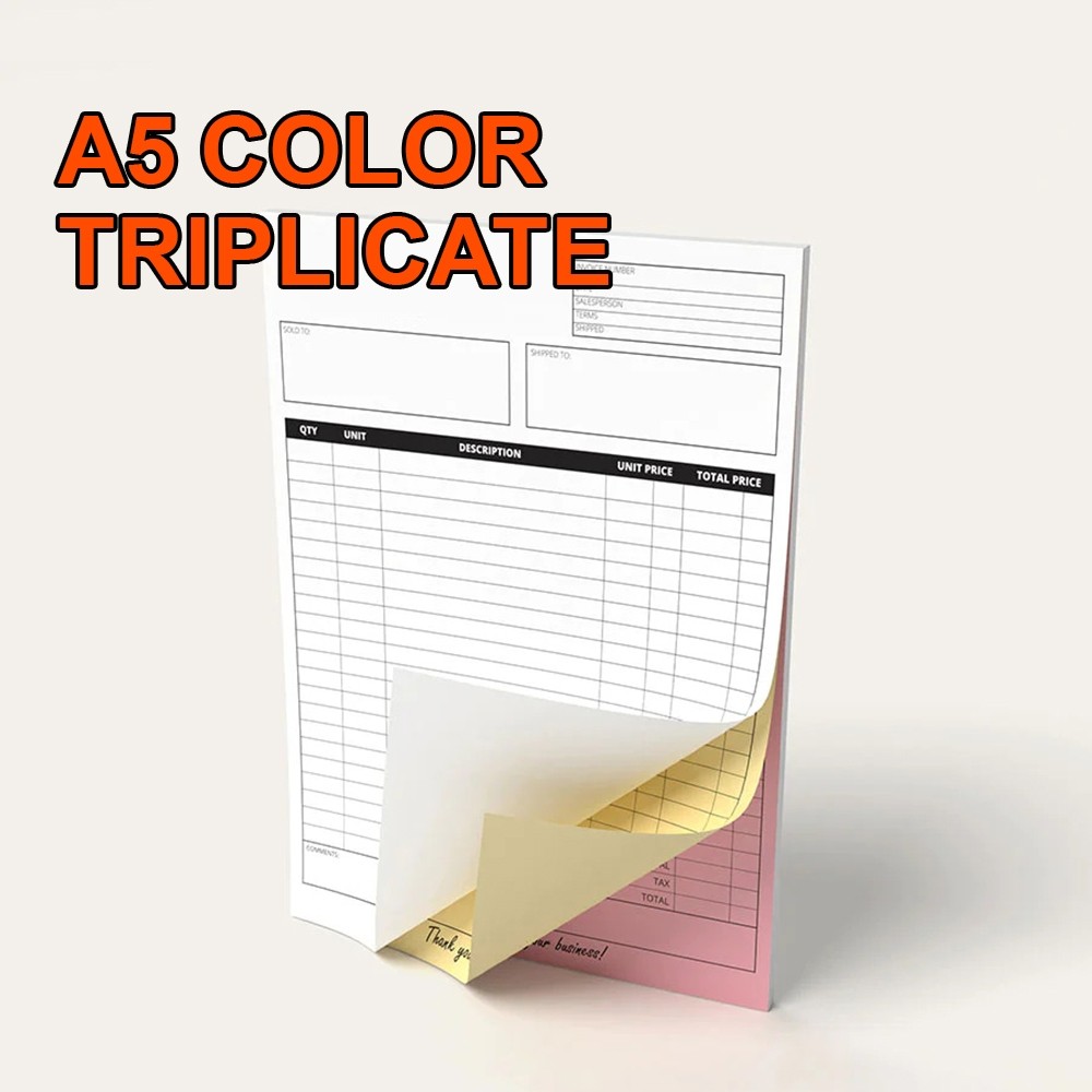 A5 NCR CARBONLESS BOOKS - COLOR - TRIPLICATE