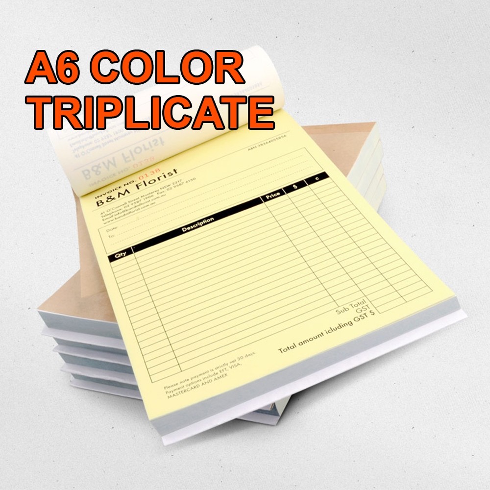 A6 NCR CARBONLESS BOOKS - COLOR - TRIPLICATE