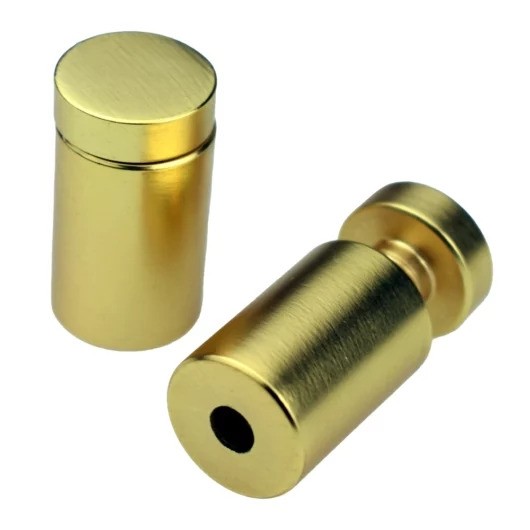 Brushed Brass Standoffs - Size 13mm W x19mmH, 8mmD Screws, Up to 10mm Thick Panel