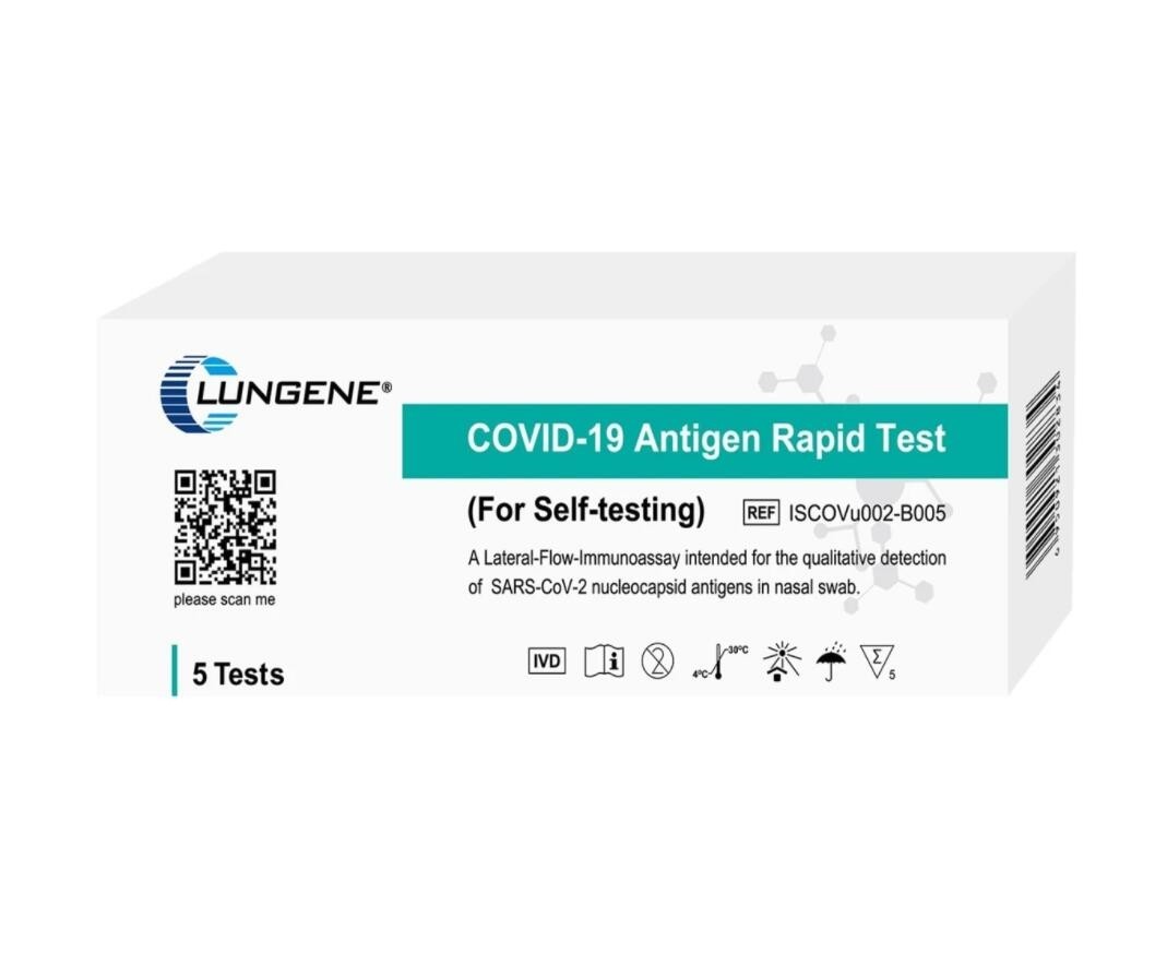 CLUNGENE -  5 Test Kits / Box  Nasal Swab Covid Rapid Antigen Rapid Test Kit