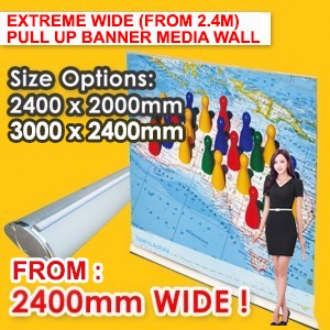 EXTREME EXTRA WIDE PULL UP BANNER MEDIA WALL