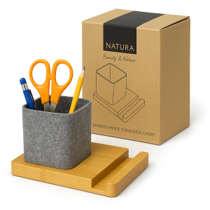 Bamboo Phone Stand Desk Caddy