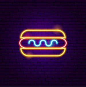 Hotdog with Mustard Neon Sign