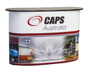 OVAL PROMOTIONAL COUNTER TABLE 49.60" W x 38" H (1260mm Wide x 970mm High) (Print on PVC)