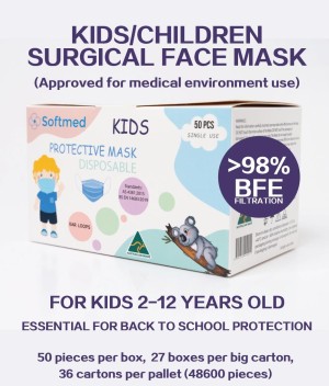 ***AUSTRALIAN MADE*** Kids Face Mask, Level 3 Surgical Children Protection Mask Student Face Mask, Premium Protection, BFE>98% (ARTG LISTED)