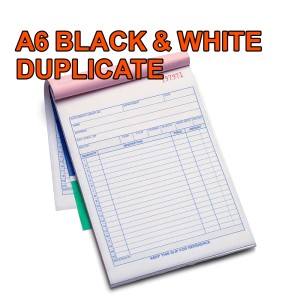 A6 NCR CARBONLESS BOOKS - BLACK & WHITE - DUPLICATE