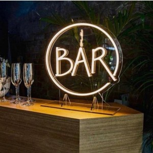 Freestanding Bar Neon Sign in Circle