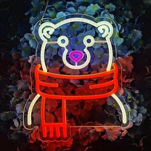 ANIMAL NEON SIGN - BEAR WITH SCARF