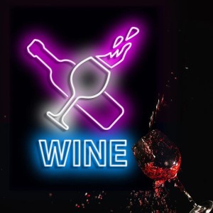 Wine Glass & Bottle Line Art Neon Light
