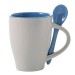 Coffee Mugs with Spoons  White/Light Blue Printing