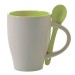 Coffee Mugs with Spoons White/Lime Printing