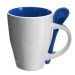 Coffee Mugs with Spoons White/Blue Printing
