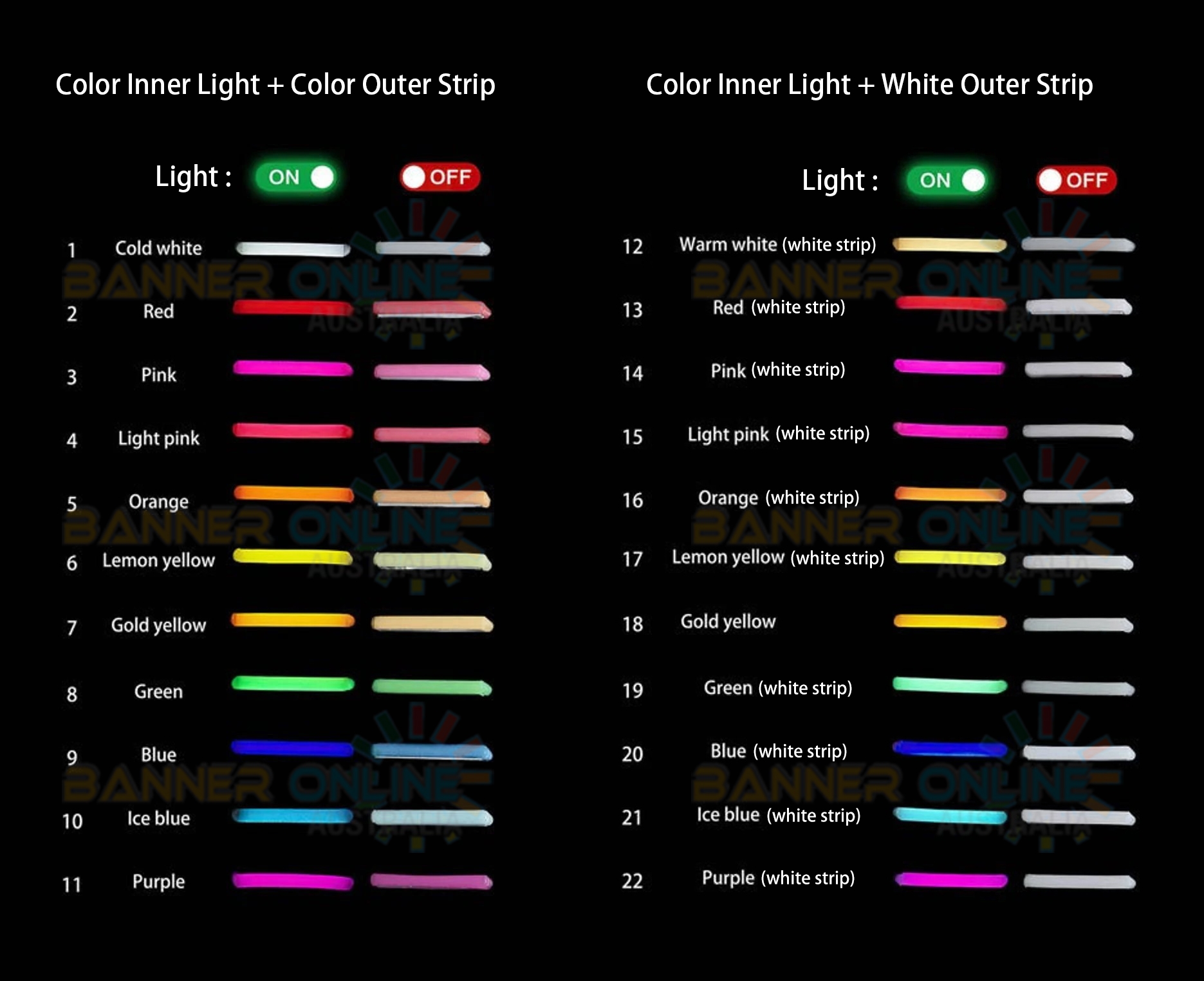 Custom Neon Signs Color Options